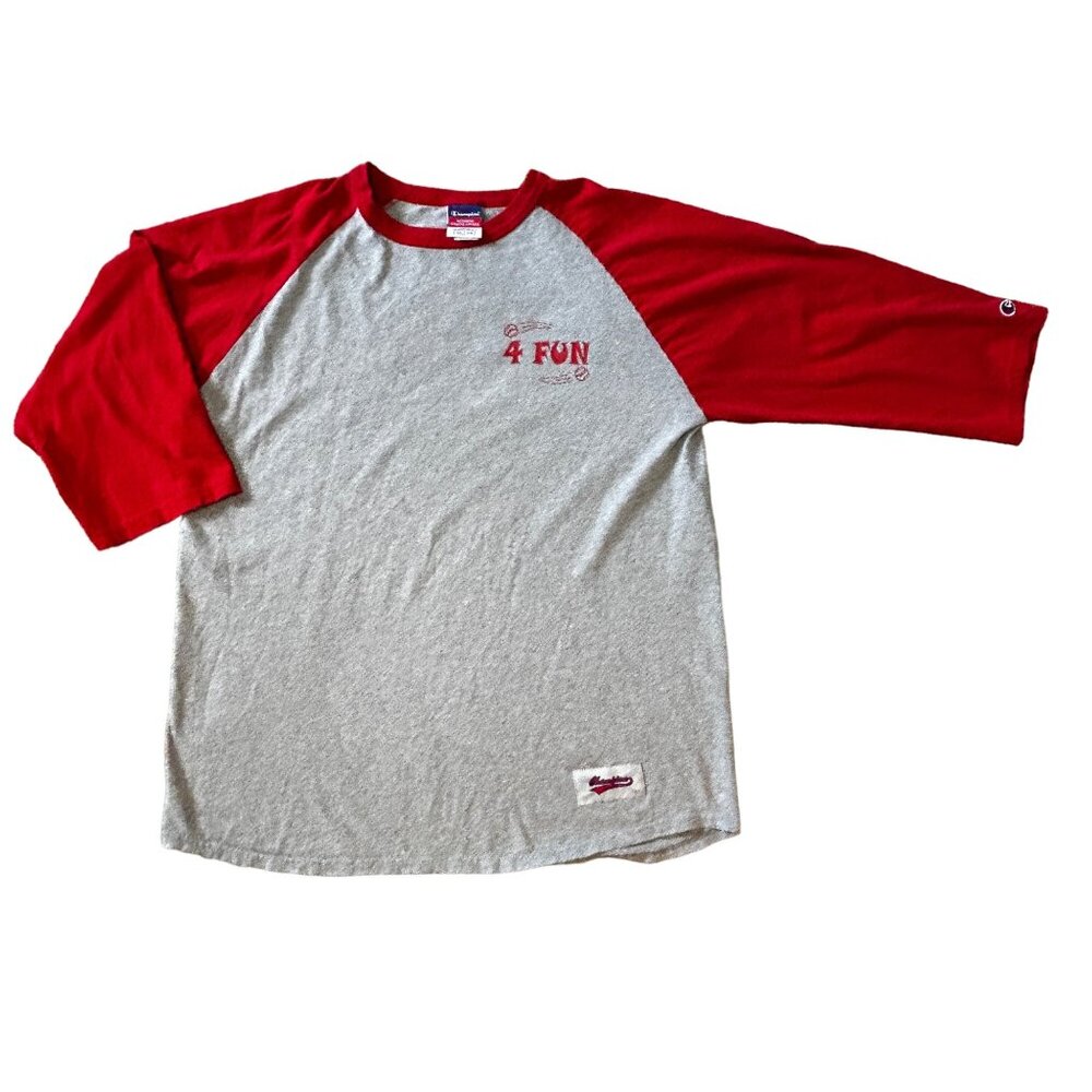Champion Red Gray Long Sleeve Baseball Shirt Number 80 Women's Size XL 1615